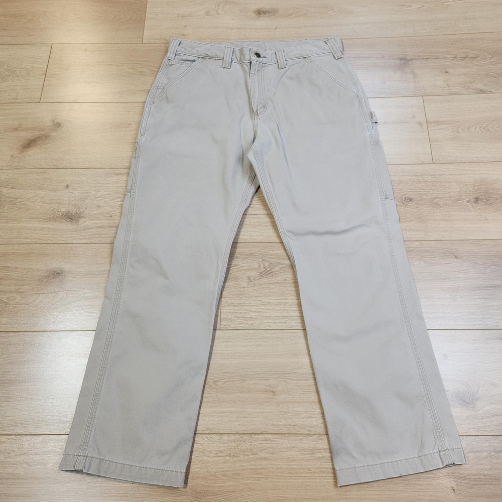 Carhartt Pants Mens 36x30 Beige Carpenter Relaxed Fit Workwear Casual B324